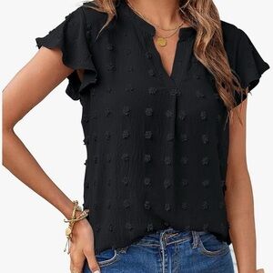 Swiss dot flowy Women's Top